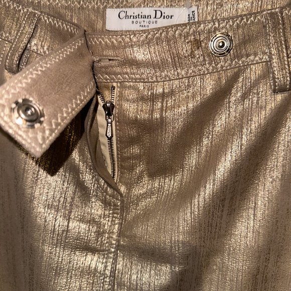 Christian Dior Metallic Gold Goat Suede Skirt - Picture 10 of 12